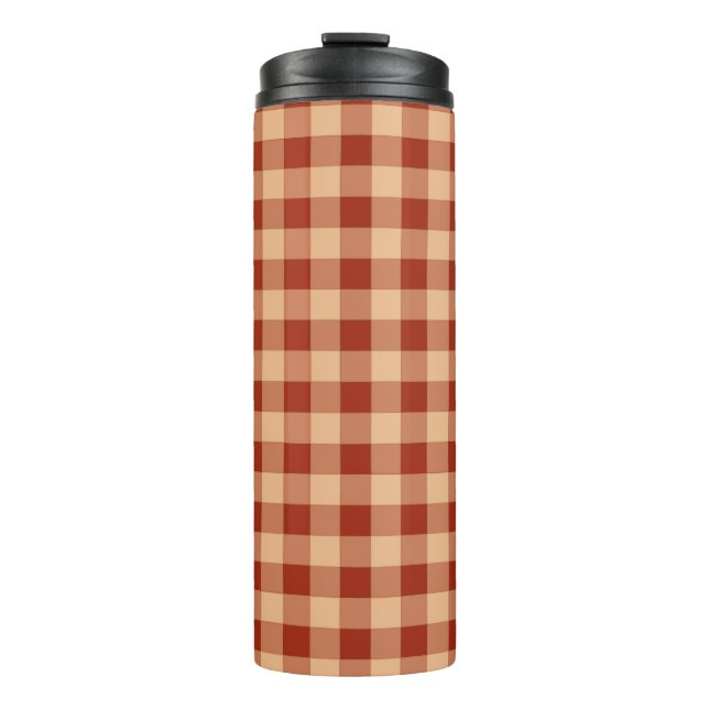 Garrafa Térmica Brown Checkered Gingham Pattern (Frente)