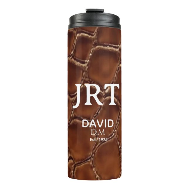 Garrafa Térmica Brown Crocodile Leather Monogram Travel Mug (Frente)