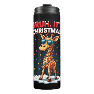 Garrafa Térmica Bruh É a Girafa de Natal Engraçada Dabbing Long Sl