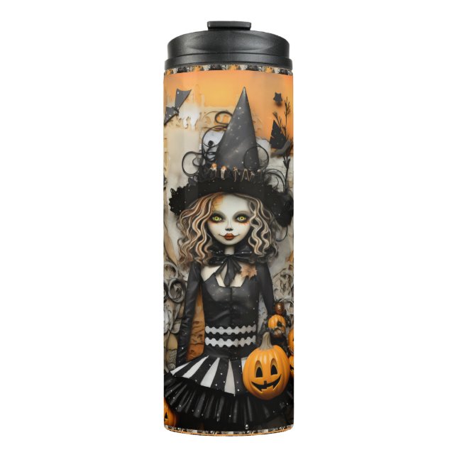 Garrafa Térmica Bruxa do Halloween (Frente)