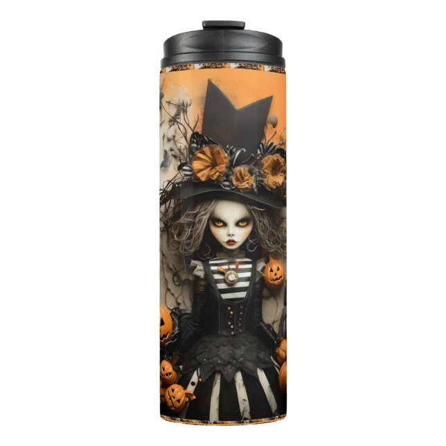Garrafa Térmica Bruxa do Halloween (Frente)