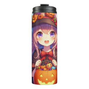 Garrafa Térmica Bruxa do Halloween do Anime Bonito