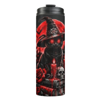 Garrafa Térmica Bruxa Gótica Gato Preto Halloween Caveira Vela Des