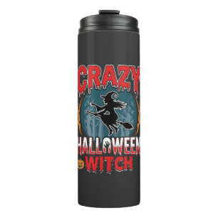 Garrafa Térmica Bruxa Louca de Halloween Voadora com Vassoura Dese