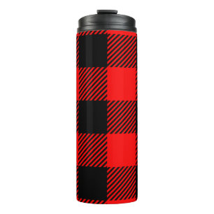 Garrafa Térmica Buffalo Check Red and Black Lumberjack Xadrez Deco