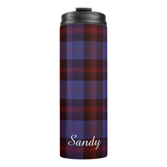 Garrafa Térmica Buffalo plaid navy blue red monogram name (Frente)