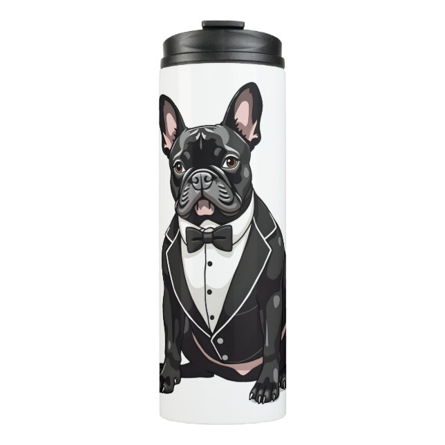 Garrafa Térmica Buldogue francês em Tuxedo (Frente)