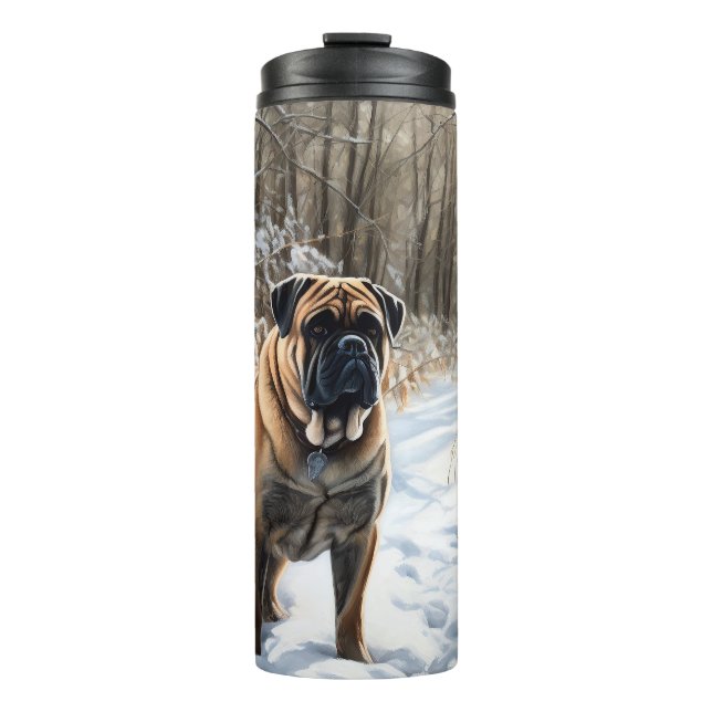 Garrafa Térmica Bullmastiff Deixar Neve Natal (Frente)