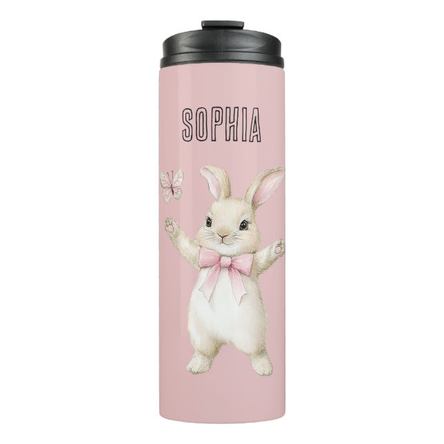 Garrafa Térmica Bunny Butterfly Blush Rosa   (Frente)