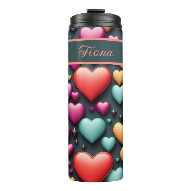 Garrafa Térmica Bunte 3D Herzen Muster (Frente)