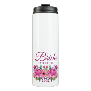 Garrafa Térmica Buquê de Flor Cor-de-Água Rosa - Brilho
