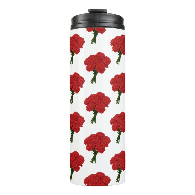 Garrafa Térmica Buquê dos Cravos Vermelhos - Arte Romântica Elegan (Frente)