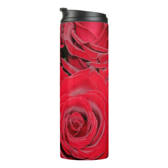 Garrafa Térmica Buquê floral das rosas vermelhas românticas (Rotação à direita)