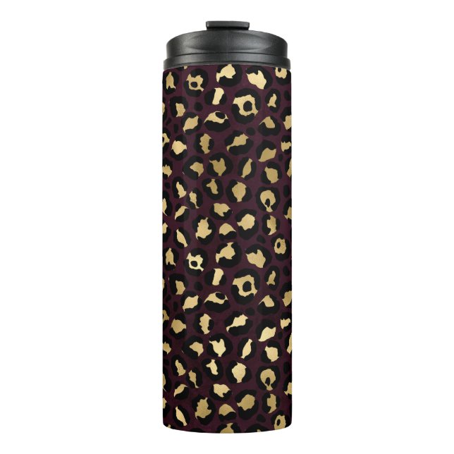 Garrafa Térmica Burgundy e Série Leopardo Dourado Design 8 (Frente)