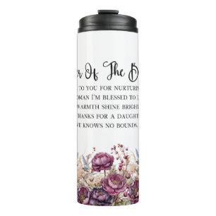 Garrafa Térmica Burgundy Floral Mãe do Bride Tumbler
