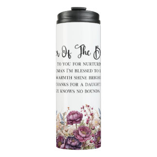 Garrafa Térmica Burgundy Floral Mãe do Bride Tumbler