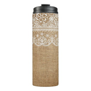GARRAFA TÉRMICA BURLAP BROWN OLHA COM OLHOS BRANCOS DE LACE