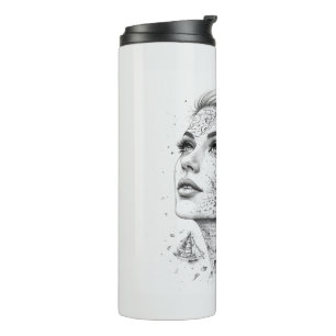 Garrafa Térmica Bússola de Mapa Personalizada Mulher Arte Vintage