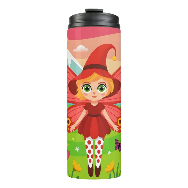Garrafa Térmica Butterfly Fairy Illustration in Whimsical Forest (Frente)