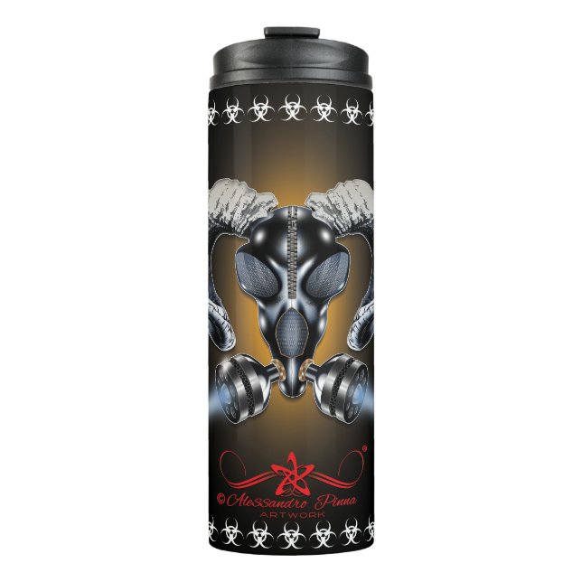 GARRAFA TÉRMICA BW! ADVERTÊNCIA BIOHAZARD! CAVEIRA (Frente)