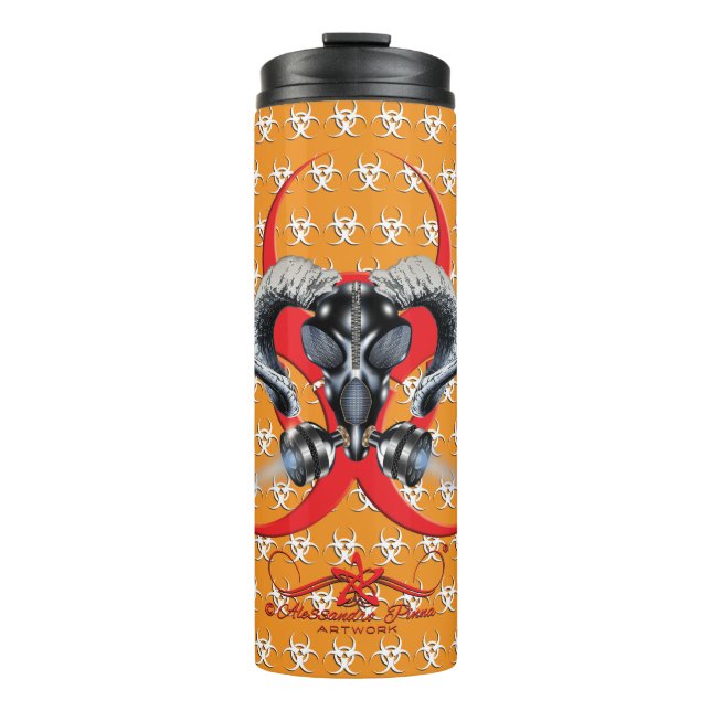 GARRAFA TÉRMICA BW! ADVERTÊNCIA BIOHAZARD! CAVEIRA (Frente)