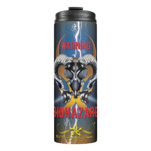 GARRAFA TÉRMICA BW! ADVERTÊNCIA BIOHAZARD! CAVEIRA (Frente)