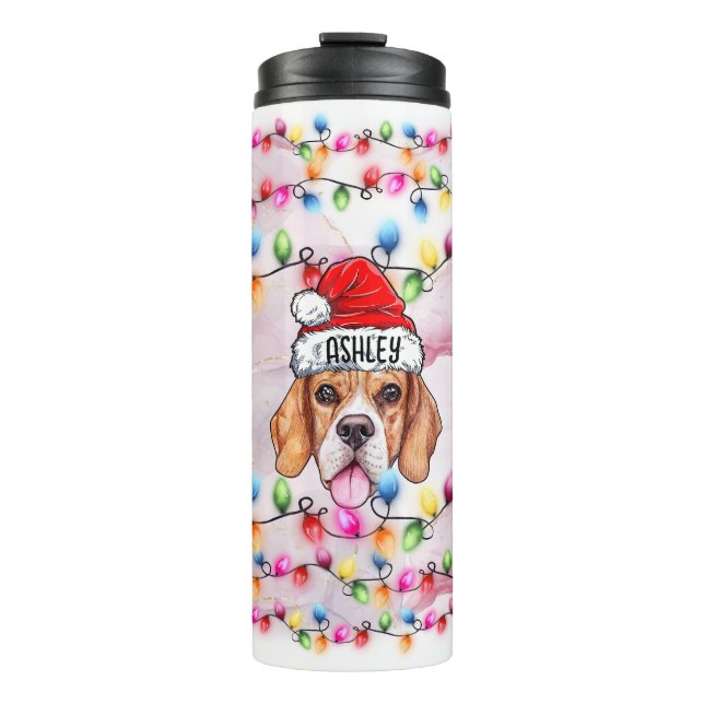 Garrafa Térmica Cabeça de Cachorro de Santa Claus Beagle (Frente)