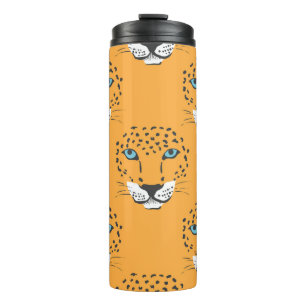 Garrafa Térmica Cabeça de leopardo laranja, padrão perfeito.