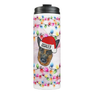 Garrafa Térmica Cabeça German shepherd de Natal Santa Claus