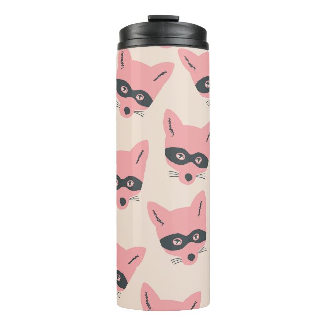Garrafa Térmica Cabeças de Bandit Fox: Padrões de bege Rosa (Frente)