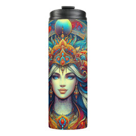 Garrafa Térmica Cabelo Turquesa Flutuante da Cabeça de Deusa Abril