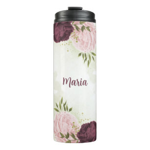 Garrafa Térmica cabernet rosa flora verdejante