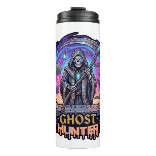 Garrafa Térmica Caçador de Fantasmas Ceifador Esqueleto Foice Roxo