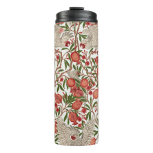 Garrafa Térmica Cacatua Branca de Walter Crane Romã Vermelha Arte