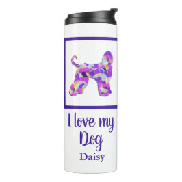 Garrafa Térmica Cachorro Afegão Silhoule Púrpura Rosa Y&B