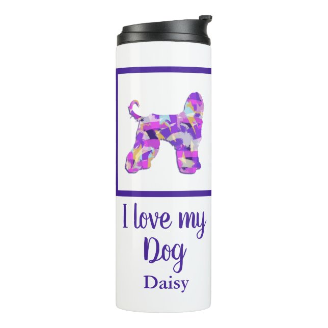 Garrafa Térmica Cachorro Afegão Silhoule Púrpura Rosa Y&B (Giro à esquerda)