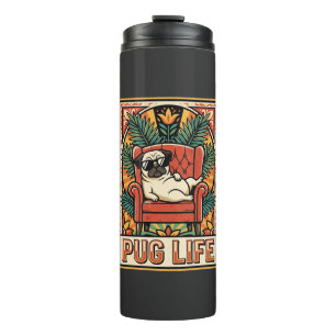 Garrafa Térmica Cachorro Arte Popular Retro Pug Life