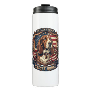Garrafa Térmica Cachorro Basset Hound Lealdade Honra Cão Bandeira 