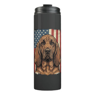 Garrafa Térmica Cachorro Bloodhound Patriótico Arte da Bandeira Am