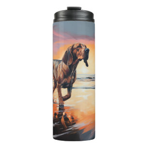 Garrafa Térmica Cachorro Bloodhound Sandy Paws no pôr do sol da Pr