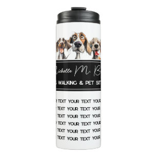 Garrafa Térmica Cachorro Bonito Moderno Caminhando Sentado Branco 