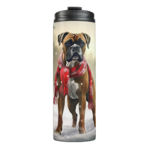Garrafa Térmica Cachorro Boxer na Neve Natal