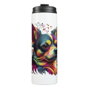 Garrafa Térmica Cachorro Cachorro de Pintura do Abstrato Chihuahua