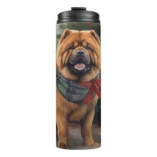 Garrafa Térmica Cachorro Chow Chow na Neve Natal