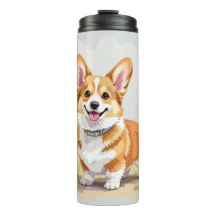 Garrafa Térmica Cachorro Corgi Galês Pembroke Vermelho Fofo