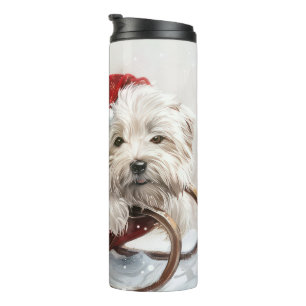 Garrafa Térmica Cachorro Coton De Tulear Natal Festivo