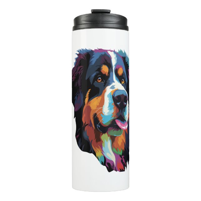 Garrafa Térmica Cachorro da Montanha Bernese Colorida (Frente)