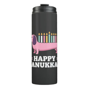 Garrafa Térmica Cachorro Dachshund Feliz Hanukkah