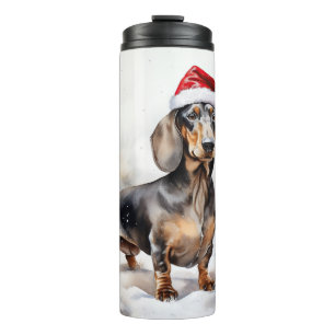 Garrafa Térmica Cachorro Dachshund na Neve Natal