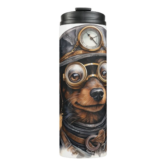 Garrafa Térmica Cachorro Dachshund Steampunk (Frente)